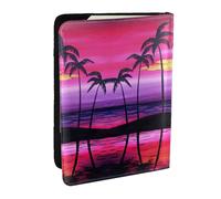 JEJEA Reise-Organizer mit tropischem Palmen-Druck, Kreditkartenetui, Reisepass, Reisepasshülle, Brieftasche, für Reisen, Schwarz , Einheitsgröße