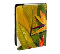 JEJEA Reise-Organizer mit tropischem Paradiesvogel-Aufdruck, Kreditkartenetui, Reisepasshülle, Brieftasche, für Reisen, Schwarz , Einheitsgröße