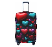 JEJEA Romantische rote Herz-Druck-Kofferabdeckung, Reisegepäckabdeckung, Koffer, waschbar, kratzfest, Rot, Schwarz , S