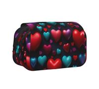 JEJEA Romantisches Federmäppchen mit rotem Herz-Aufdruck, Federmäppchen für Bleistifte, Make-up, Mehrzweck-Organizer-Box für Erwachsene, Schwarz , Einheitsgröße, Kulturbeutel