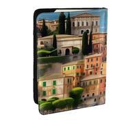 JEJEA Schöner Reise-Organizer mit italienischem Druck, Kreditkartenetui, Reisepasshülle, Brieftasche, für Reisen, Schwarz , Einheitsgröße