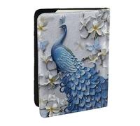 JEJEA Schöner Reise-Organizer mit Pfauen-Aufdruck, Kreditkartenetui, Reisepasshülle, Brieftasche, für Reisen, Schwarz , Einheitsgröße