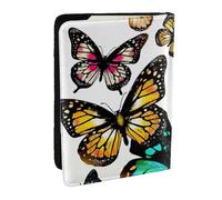 JEJEA Schöner Reise-Organizer mit Schmetterlings-Aufdruck, Kreditkartenetui, Reisepasshülle, Brieftasche, für Reisen, Schwarz , Einheitsgröße