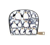 JEJEA Viele niedliche Baby-Pinguine, Skizzendruck, Kreditkartenetui, kleines Kartenetui mit Reißverschluss, Leder-Kartenhalter, weiß, Einheitsgröße