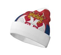 JEJEA Warme Wintermütze, Motiv: Flagge von Serbien, Unisex, modisch, gestrickt, mit Bündchen, warme Mütze für Erwachsene, kaltes Wetter, Totenkopfmütze, Schwarz, Schwarz , Einheitsgröße