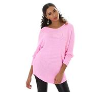 Jela London Damen Oversize Strick-Pullover U-Boot Ausschnitt, Rosa