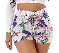 Jela London Damen Sommer Shorts Blumen Hotpants High-Waist Taschen, Weiß 36-40 (XL/XXL)