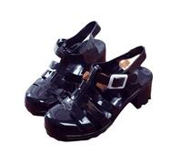 Jelly Shoes Sommer Dicke Wurzelschieber Kristall Sandalen Strand Hausschuhe Sommer High Heels für Zuhause und Outdoor Pools
