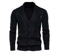 JELLYB Strickn Jacke Herren Frühling Einfarbig V-Ausschnitt Strickjacke Modern Urban Jugend Slim Fit Revers Outdoor Reise Täglich Dating Herren Langarm Jacke C-Black L
