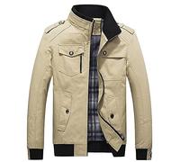 JELLYB Übergangsjacke Herren Frühling Dünn Jugend Spleißen Stehkragen Männer Mantel Urban Klassisch Mehrere Taschen Design Täglich Winddicht Herren Jacke A-Khaki 4XL