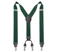 JEMYGINS Hosenträger Herren breit 3,5 cm mit 4 Hosenträger Clips in Y-Form Elastisch und Längenverstellbar Dunkelgrün
