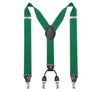 JEMYGINS Hosenträger Herren breit 3,5 cm mit 4 Hosenträger Clips in Y-Form Elastisch und Längenverstellbar Grün