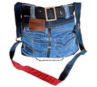 JENATMERS" Unikat Jeans Damen Handmade Upcycling Denim Handtasche Einzelstück Boho Recycle Jeans Woman Bag Umhänge handgenähte Tasche Bohemian