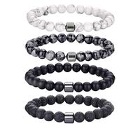 JENCVNL Perlenarmbänder für Herren 8 mm Perlen Armband Herren Tigerauge Armband Lavastein Stretch Männer Armbänder Schmuck Geschenke für Männer