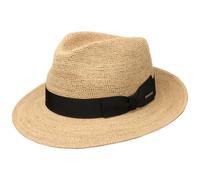 Stetson Jenkins Crochet Fedora Strohhut Naturfarbener Klassischer Travellerhut Made in Italy Unisex Frühjahr Sommer Natur XL (60-61 cm)