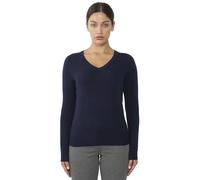 JENNIE LIU Damen-Pullover aus 100 % reinem Kaschmir, langärmelig, V-Ausschnitt, Marineblau, Mittel