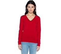 JENNIE LIU Damen-Pullover aus 100 % reinem Kaschmir, langärmelig, V-Ausschnitt, Rot/Ausflug, einfarbig (Getaway Solids), Mittel