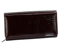 Jennifer Jones - Damen Leder Geldbörse - Geldbeutel mit RFID-Schutz | Großes modisches Portemonnaie in Croco-Optik, Druckknopf, Reißverschluss, viele Fächer (Bordeaux)