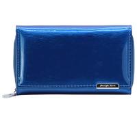 Jennifer Jones - Große Echt-Leder Damen Geldbörse - Modisches Lack-Leder - RFID-Schutz - Blau