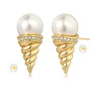 Jenosy 18K Vergoldet Goldene Perle Baumelnde Creolen S925 Silber Nadel Spike Huggie Ohrringe Creolen Gold Hypoallergene Schmuck Geschenk für Damen