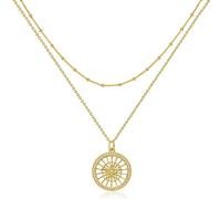 Jenosy Kette Layered Damen Kette mit Anhänger Damen Personalisierte Kette Gold Silber Damen Zarte Mehrreihige Halskette Hypoallergene 18K Vergoldete Kette Modeschmuck für Frauen und Mädchen
