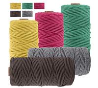 JeogYong 5 Stück Makramee Garn Set, Makramee Garn Baumwollgarn Makramee-Seil Weiches Baumwoll-Seil, zum Wandbehänge, Pflanzenhalter, Basteln, Heimtextilien, 3mm x 100m (5 Farben B)