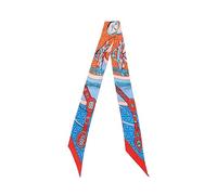 JERLA 100% Maulbeerseide Schal Tasche Schal Kopf Haar Band Handtasche Griff Wrap Krawatte Bündel Schal Halstuch Schal für Frauen, Schleife blau und rot, 45.67"X2.17"