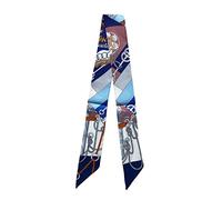 JERLA Damen Glas Seidenschal, D-Blaue Kette, 33.5"×1.97"