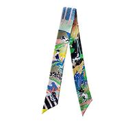 JERLA Damen Glas Seidenschal, Tier, Schwarz und Grün, 33.5"×1.97"