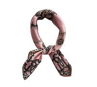 JERLA Damen Herren Halstücher quadratisch Satin 100% echte Maulbeerseide Paisley Haar Kopf Gesicht Schal 53,3 x 53,3 cm, Chian Leopard Print Pink, Small