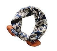 JERLA Damen Herren Halstücher quadratisch Satin 100% echte Maulbeerseide Paisley Haar Kopf Gesicht Schal 53,3 x 53,3 cm, C-Paisly Navy, Small
