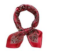 JERLA Damen Herren Halstücher quadratisch Satin 100% echte Maulbeerseide Paisley Haar Kopf Gesicht Schal 53,3 x 53,3 cm, Pferd rot, Small