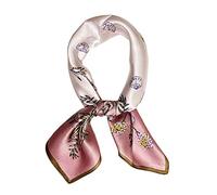 JERLA Damen Herren Kleine Quadrat 100% echte Maulbeerseide Satin Schals Haarschal Kopf Gesicht Schal 53,3 x 53,3 cm, Muschelblume rosa
