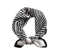 JERLA Damen Herren Kleine Quadratische Echte Maulbeerseide Schals Haarschal Kopf Hals Gesicht Schal 53,3 cm x 53,3 cm, weiß gestreift