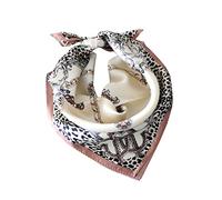 JERLA Damen Herren Schal aus 100% echter Maulbeerseide, quadratisch, Paisley-Design, 53,3 x 53,3 cm, Chian Leopardenmuster Cremeweiß, Small
