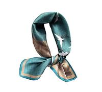 JERLA Damen Herren Schal aus echter Maulbeerseide, quadratisch, 53,3 x 53,3 cm, Blau, Blauer Vogel, 21" x 21"