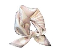 JERLA Damen Herren Schal, klein, quadratisch, 100 % echte Maulbeerseide, Satin, Haarschal, Kopftuch, Gesichtsschal, 53,3 x 53,3 cm, Hellrosa Blume, 21" x 21"