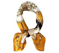 JERLA Damen Herren Schal, klein, quadratisch, 100 % echte Maulbeerseide, Satin, Haarschal, Kopftuch, Gesichtsschal, 53,3 x 53,3 cm, Klassische orangefarbene Kette, 21" x 21"