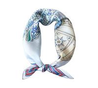 JERLA Damen Herren Schal, quadratisch, Satin, 100% echte Maulbeerseide, Paisleymuster, 53,3 x 53,3 cm, Blauer Sattel, Small