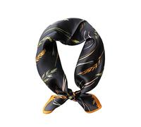 JERLA Damen Herren Schal, quadratisch, Satin, 100 % echte Maulbeerseide, Paisleymuster, 53,3 x 53,3 cm, F-schwarzes Ohr, 21" x 21"