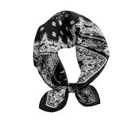 JERLA Damen Herren Schal Satin 100% echte Maulbeerseide Paisley Haar Kopf Gesicht Schal 53,3 x 53,3 cm, Paisley Black 2, 21" x 21"
