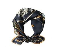 JERLA Damen Herren Small Quadrat Satin 100% Echte Maulbeerseide Schals Paisley Haar Kopf Gesicht Schal 53,3 cm x 53,3 cm, E-Paisley Horse Black, Small