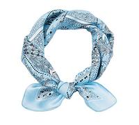 JERLA Damen Herren Small Quadrat Satin 100% Echte Maulbeerseide Schals Paisley Haar Kopf Gesicht Schal 53,3 cm x 53,3 cm, Pferd hellblau