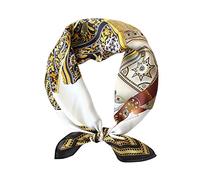 JERLA Damen Herren Small Quadrat Satin 100% Echte Maulbeerseide Schals Paisley Haar Kopf Gesicht Schal 53,3 cm x 53,3 cm, Weißer und schwarzer Sattel, Small