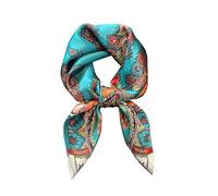 JERLA Quadratischer Schal aus 100 % reiner Maulbeerseide, 66 x 66 cm, für Damen und Herren, natürliche Seide, Halstuch, Kopftuch, Tasche, Schal, Paisleymuster, Blau und Rot, 26.7”X26.7”