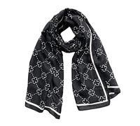 JERLA Damen-Schal, leicht, weich, modisch, einfarbig, Schal, Wickelschal, kariert, Schal, Schwarz, Blume, Large