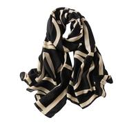 JERLA Damen-Schal, leicht, weich, modisch, einfarbig, Wickelschal, kariert, Schwarze Linie, Large