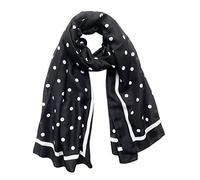 JERLA Damen-Schal, Polyester, Schwarz mit Punkten, 180 x 90 cm, Wickelschal, Kariert, Modisch, Weich, Atmungsaktiv, Unisex, Ideal für Frühling, Sommer und Herbst