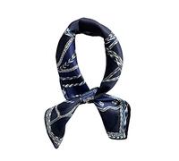 JERLA Damen- und Herren-kleine quadratische Satin-Schals aus 100% echter Maulbeerseide mit Paisley-Muster für Haare, Kopf und Gesicht, 53,3 x 53,3 cm (Kette marineblau)