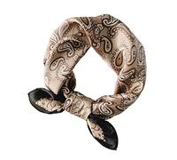 JERLA Damen- und Herren-Schal, Satin, 100 % echte Maulbeerseide, Paisleymuster, 53,3 x 53,3 cm (C-Paisly Khaki), Khaki